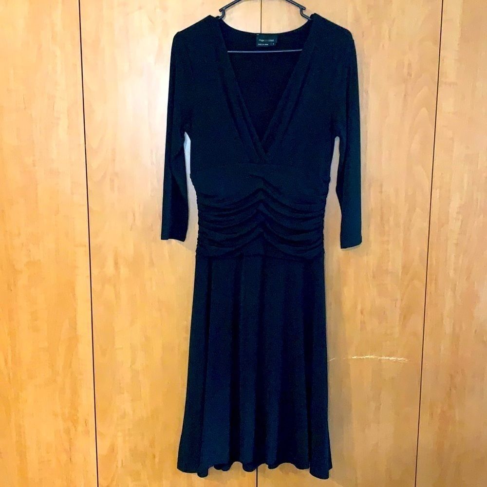 Max & Cleo Small Black dress V Neck3/4 sleeve